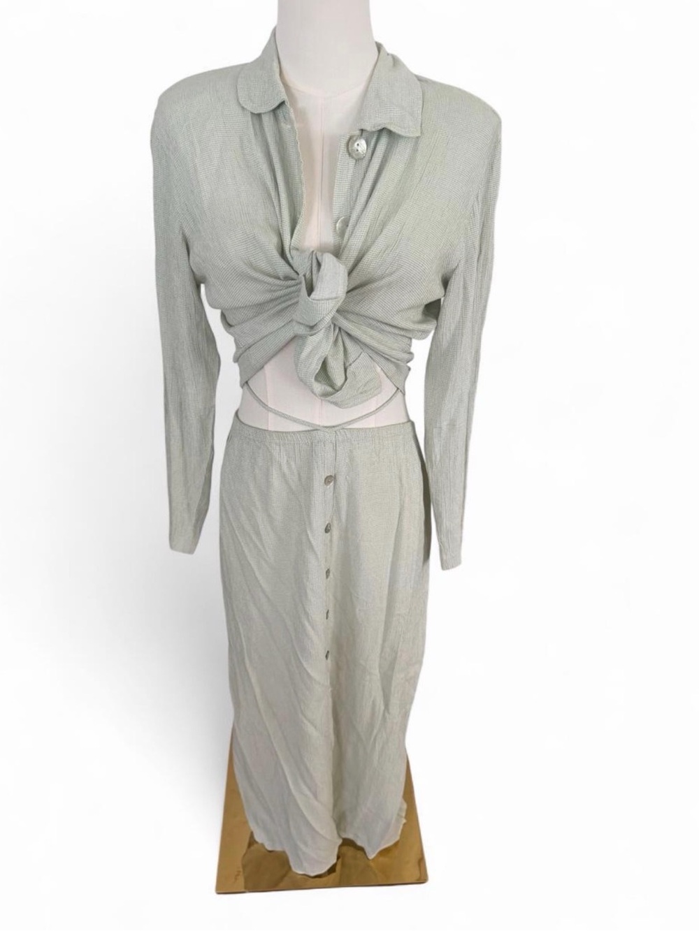 Light Sage Button-Front Maxi Skirt - Women